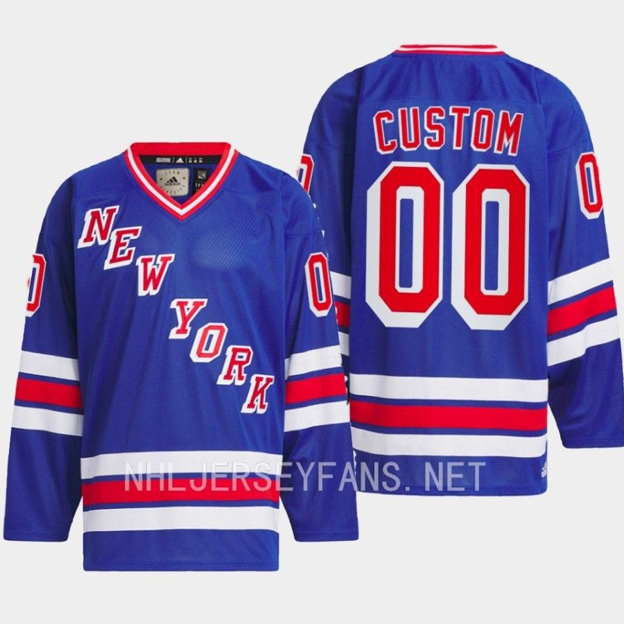 New York Rangers #00 Custom Team Classics 1979 Hockey Royal Jersey ...